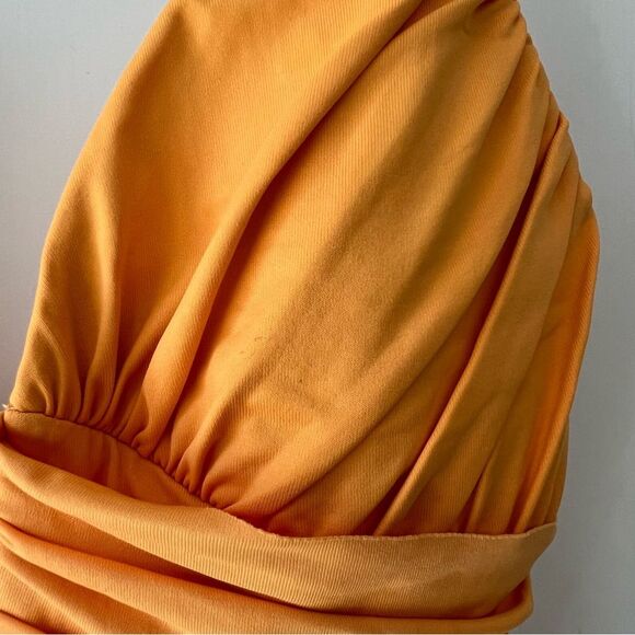 NWT Zara Sweetheart Neckline Ruched One Piece Swimsuit in Orange - Picture 9 of 9